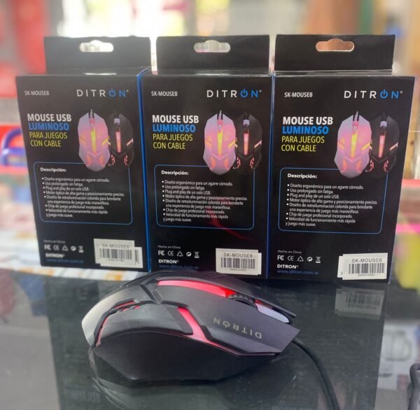 Mouse usd. DITRON. Luminoso. Con cable